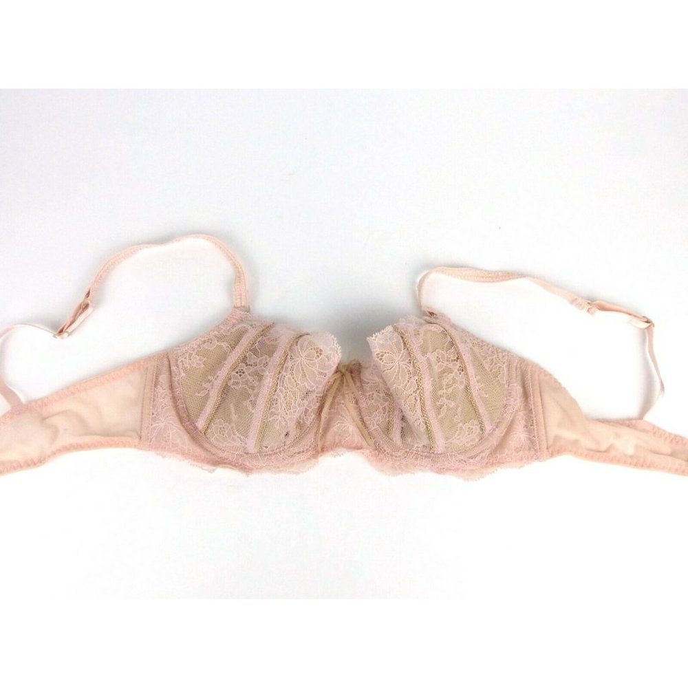 DKNY Belle Du Jour Underwire Balconette Lace Bra Sexy Pink Nude 34B - Picture 6 of 11